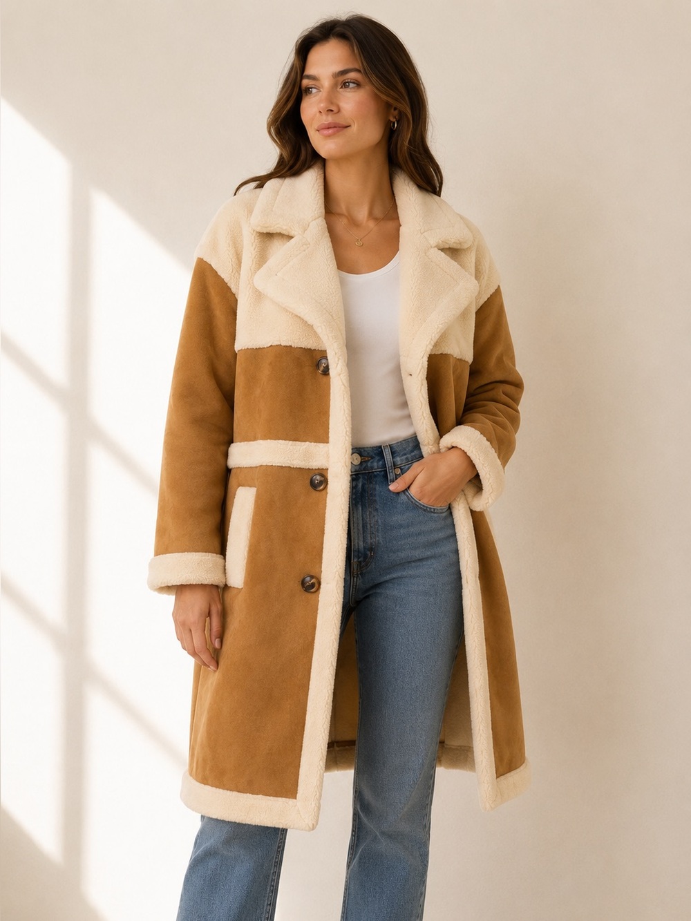 BLANKNYC Faux Shearling Trim Coat Size XS